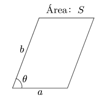 Area de paralelogramo(Dos lados y el ángulo entre ellos)