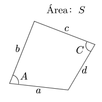 Área del cuadrilátero(4 lados y suma de angulos opuestos)