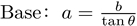 Formula de la base a partir de la altura y el angulo de un triangulo rectangulo
