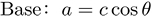 Formula de la base de un triangulo rectangulo desde el lado oblicuo y el angulo