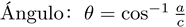 Fórmula del ángulo de un triángulo rectángulo desde la base y el lado oblicuo