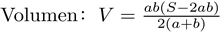 Fórmula para el volumen de un ortoedro dada el área de la superficie