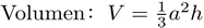 Fórmula para el volumen de una pirámide cuadrada regular